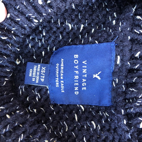 American Eagle Vintage Boyfriend Black and Gold Long Sleeve Sweater Womens XS - Picture 5 of 6